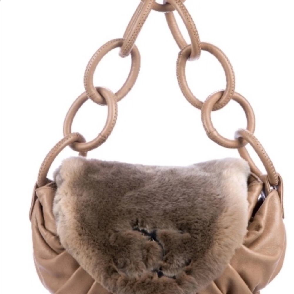 Authentic Chanel fur leather purse Hand Bag